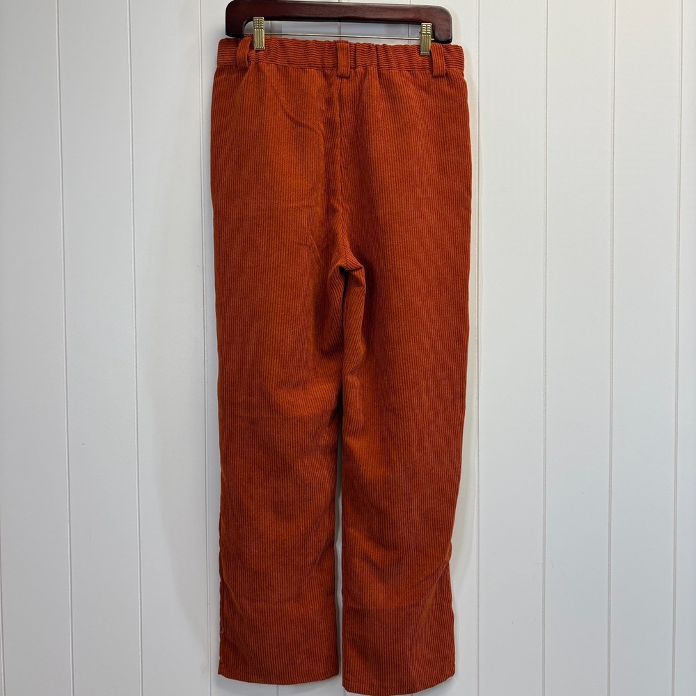 Unbranded Womens Academia Preppy High Rise Corduroy Trousers Size M Orange Chic - Picture 2 of 9